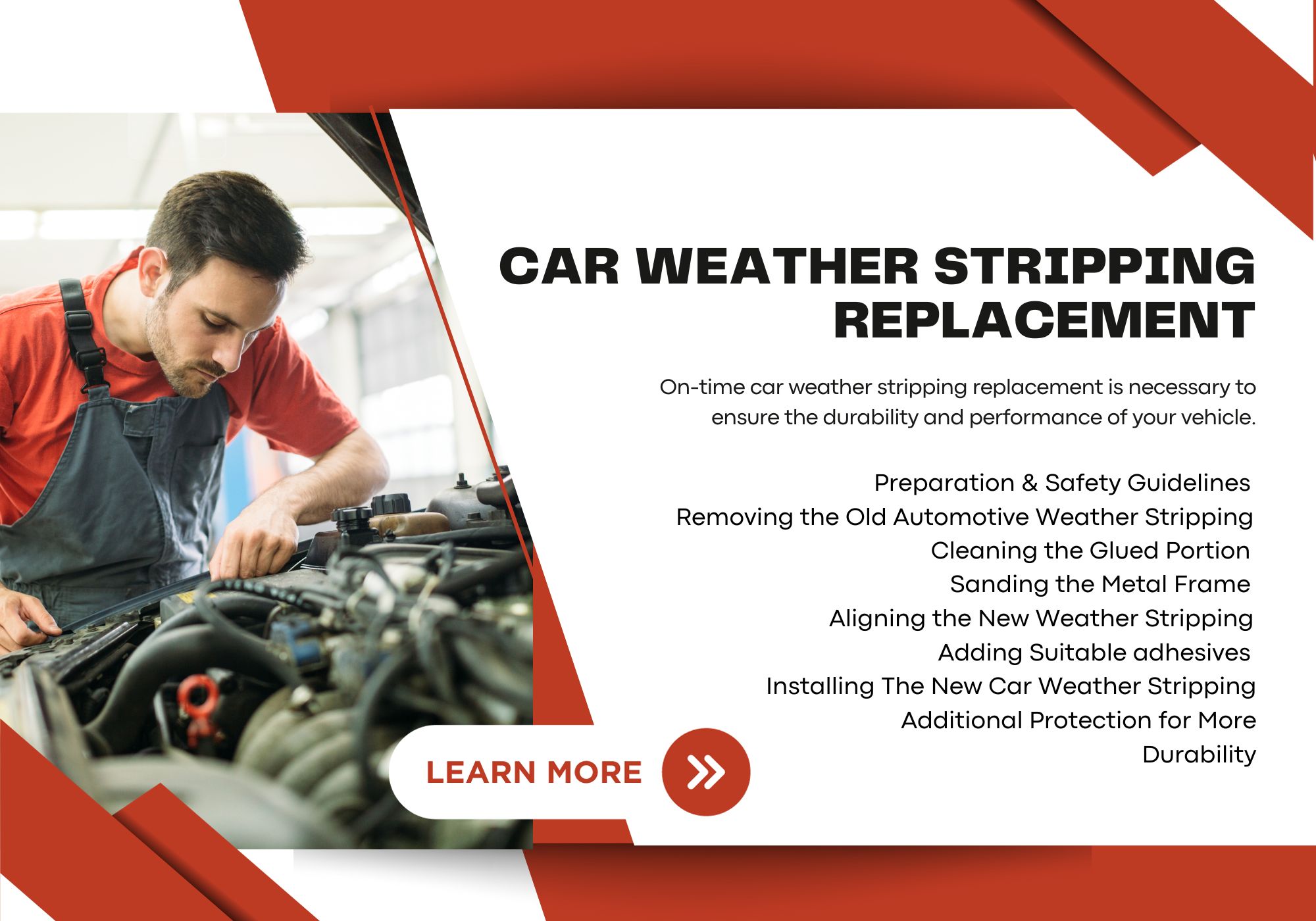 On time car weather stripping replacement is necessary to ensure the durability and performance of your vehicle Learn more about it here